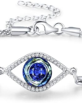 Eusense Evil Eye Bracelets 925 Sterling Silver Evil Eye Necklace Evil Eye Earrings Crystal Evil Eye Jewelry Set
