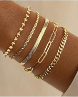 Gold Bracelets for Women Girls, Dainty Bracelets for Women Trendy, 14K Real Gold Bracelets Stack With Beaded, Cuban, Paperclip, Heart, Snake, Rope, Pearl, Cross, Hand Chain, Fashion Jewelry Set for Women Girl