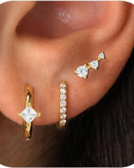 Gold Earrings for Women Trendy 14k Small Gold Hoop Earrings Set Dainty Gold Stud Earrings Huggie Cartilage Earring Women Hypoallergenic Earrings Pack Climbers Earrings Gold Jewelry Gift for Her