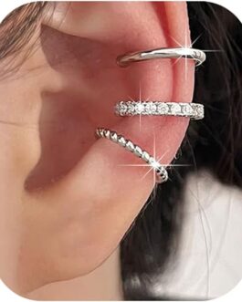 PANSHI 14K Gold Plated Ear Cuff Earrings for Women non Piercing | Sterling Silver Cubic Zirconia Ear Cuffs Jewelry