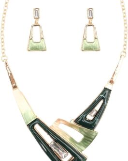 Irregular Enamel Triangle Shape shell Collar Bib Bohemian Boho Statement Necklace Earrings Fashion Costume Jewelry Set for Women