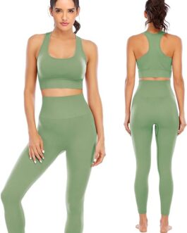 NOVA ACTIVE Workout Sets for Women 2 Piece High Waisted Seamless Leggings with Padded Stretchy Sports Bra Sets Gym Clothes