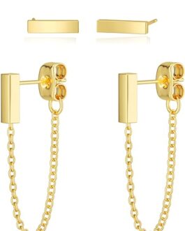 3 Pairs Gold Earrings for Women, 14K Gold Plated Gold Hoop Earrings Set Cubic Zirconia Earrings Everyday Wear Gold Earrings for Women Girls Jewelry