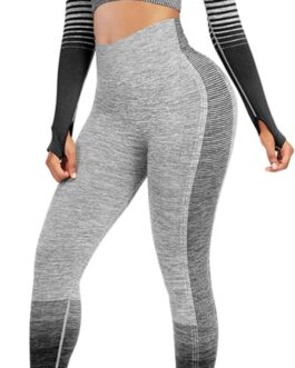 Workout Sets for Women 2 Piece Long Sleeve Yoga Outfits Seamless Ribbed Crop Top High Waist Legging