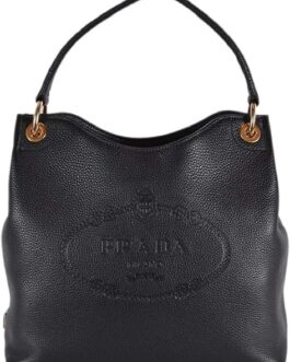 Prada Women’s Vitello Daino Black Leather Satchel Bag Handbag 1BC051