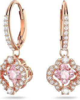 SWAROVSKI Sparkling Dance Clover Necklace, Earrings, and Bracelet Jewelry Collection, Rose Gold Tone Finish, Pink Crystals, Clear Crystals